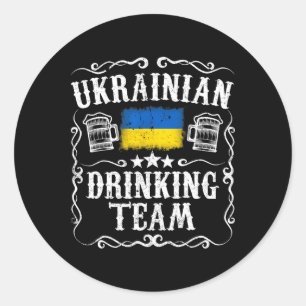 Ukrainisches Trinkteam T-Shirt Lustige Ukraine-Fla Runder Aufkleber