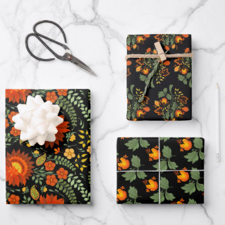Ukrainisches Volksblumenmuster. Ukraine Geschenkpapier Set