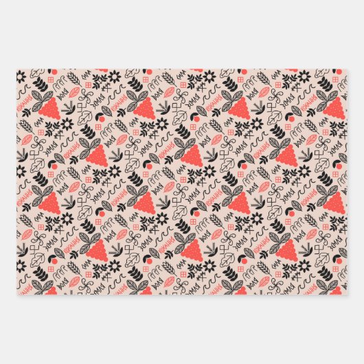 Ukrainisches Volksblumenmuster. Ukraine Geschenkpapier Set (Vorderseite 2)