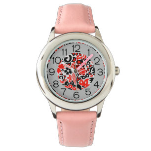 Ukrainisches Volkskunst-Blumenmuster Armbanduhr