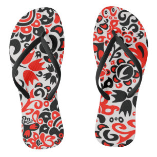 Ukrainisches Volkskunst-Blumenmuster Badesandalen