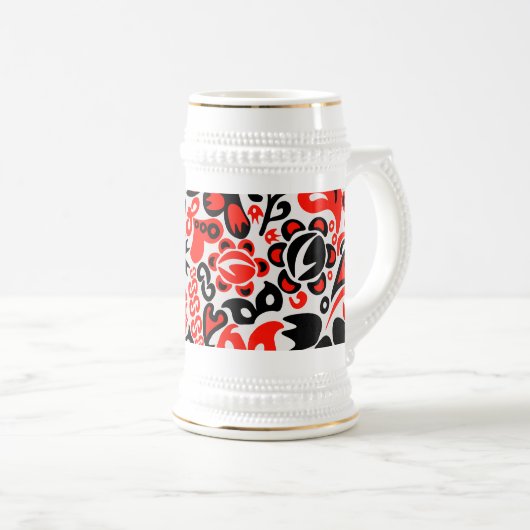 Ukrainisches Volkskunst-Blumenmuster Bierglas (VorderseiteRechts)