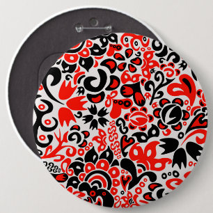 Ukrainisches Volkskunst-Blumenmuster Button