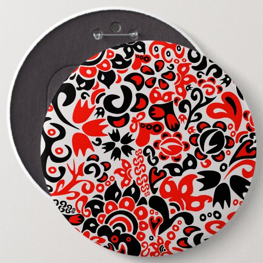 Ukrainisches Volkskunst-Blumenmuster Button (Vorne & Hinten)