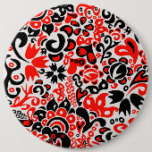 Ukrainisches Volkskunst-Blumenmuster Button (Vorderseite)