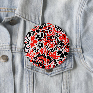 Ukrainisches Volkskunst-Blumenmuster Button