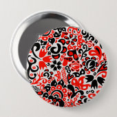 Ukrainisches Volkskunst-Blumenmuster Button (Vorne & Hinten)