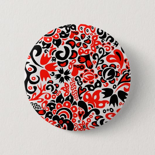 Ukrainisches Volkskunst-Blumenmuster Button (Vorderseite)