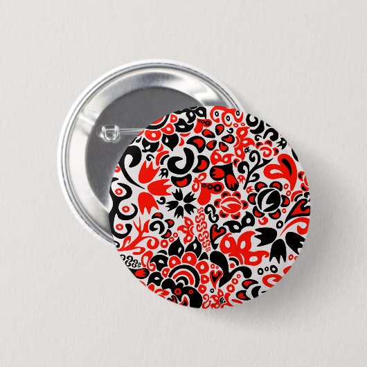 Ukrainisches Volkskunst-Blumenmuster Button (Vorne & Hinten)
