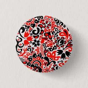 Ukrainisches Volkskunst-Blumenmuster Button