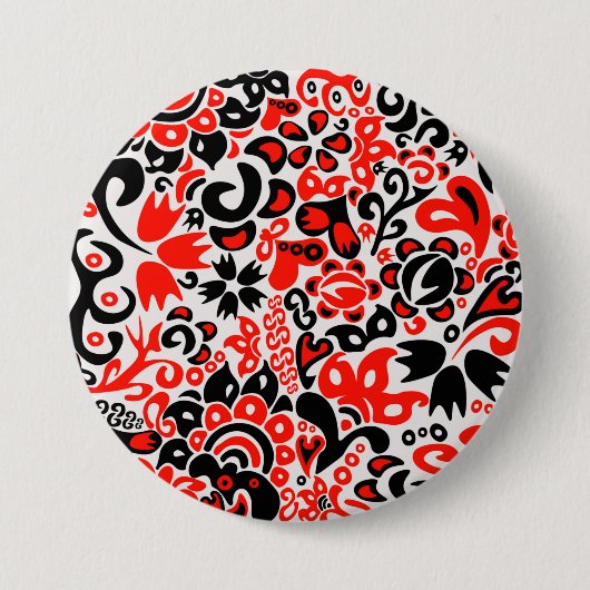 Ukrainisches Volkskunst-Blumenmuster Button (Vorderseite)
