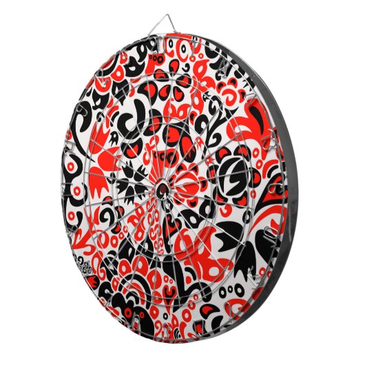 Ukrainisches Volkskunst-Blumenmuster Dartscheibe (Vorderseite rechts)