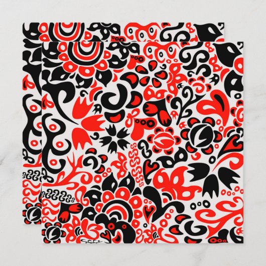 Ukrainisches Volkskunst-Blumenmuster Einladung (Vorne/Hinten)