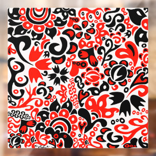 Ukrainisches Volkskunst-Blumenmuster Fensteraufkleber