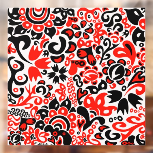 Ukrainisches Volkskunst-Blumenmuster Fensteraufkleber (Blatt 2)