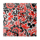 Ukrainisches Volkskunst-Blumenmuster  Fliese (Vorderseite)