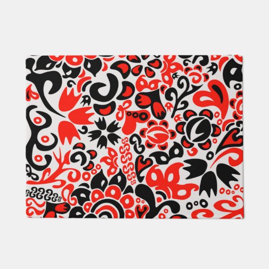 Ukrainisches Volkskunst-Blumenmuster Fußmatte (Vorderseite)