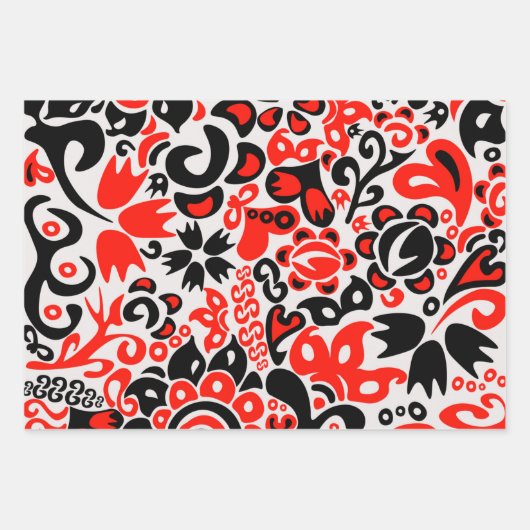 Ukrainisches Volkskunst-Blumenmuster Geschenkpapier Set (Vorderseite 3)