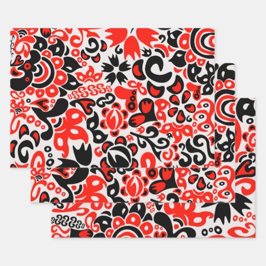 Ukrainisches Volkskunst-Blumenmuster Geschenkpapier Set (Set)