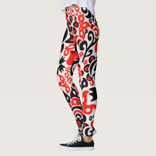 Ukrainisches Volkskunst-Blumenmuster Leggings (Links)