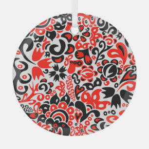 Ukrainisches Volkskunst-Blumenmuster Ornament Aus Glas