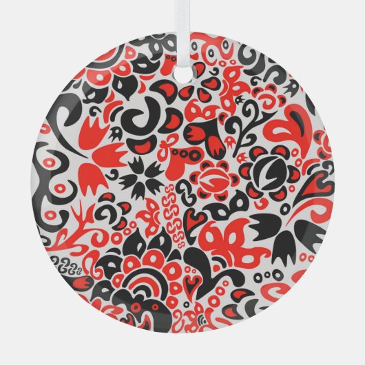 Ukrainisches Volkskunst-Blumenmuster Ornament Aus Glas (Vorderseite)