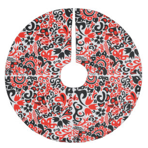 Ukrainisches Volkskunst-Blumenmuster Polyester Weihnachtsbaumdecke