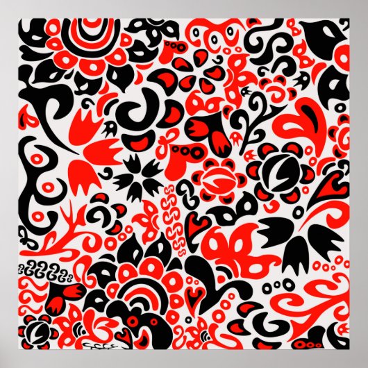 Ukrainisches Volkskunst-Blumenmuster Poster (Vorne)