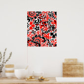 Ukrainisches Volkskunst-Blumenmuster Poster (Küche)