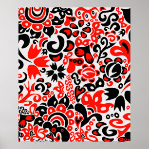 Ukrainisches Volkskunst-Blumenmuster Poster