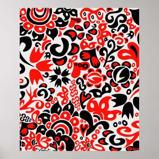 Ukrainisches Volkskunst-Blumenmuster Poster (Vorne)