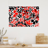 Ukrainisches Volkskunst-Blumenmuster Poster (Küche)