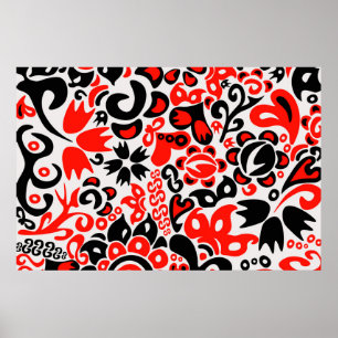 Ukrainisches Volkskunst-Blumenmuster Poster