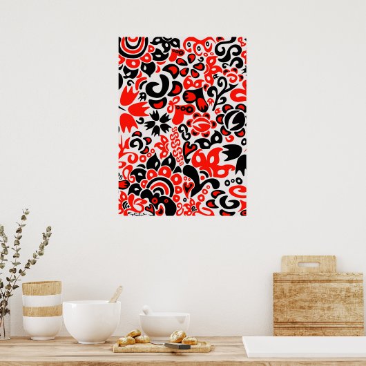 Ukrainisches Volkskunst-Blumenmuster Poster (Küche)