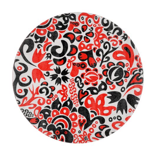 Ukrainisches Volkskunst-Blumenmuster Schneidebrett (Vorderseite)