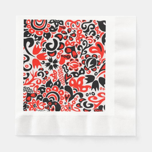 Ukrainisches Volkskunst-Blumenmuster Serviette (Vorderseite)