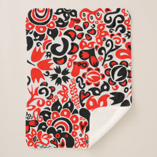Ukrainisches Volkskunst-Blumenmuster Sherpadecke