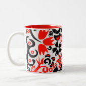 Ukrainisches Volkskunst-Blumenmuster Zweifarbige Tasse (Links)