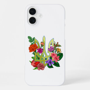 Ukrainisches Wappen Dreizack Tryzub blühende Blume iPhone 16 Plus Hülle