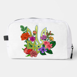 Ukrainisches Wappen Dreizack Tryzub blühende Blume Waschbeutel