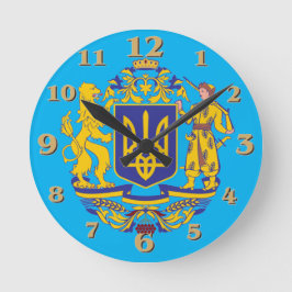 UKRAINISCHES WAPPEN RUNDE WANDUHR