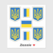 Ukrainisches Wappen / Trizub und Flaggenaufkleber Aufkleber (Blatt)