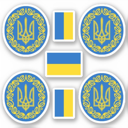 Ukrainisches Wappen und Flaggenaufkleber Aufkleber (Vorderseite)