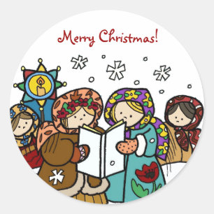 Ukrainisches Weihnachten Carollers Runder Aufkleber