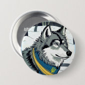 Ukrainisches Wolf-Symbol, stark, stolz Ukraine Art Button (Vorne & Hinten)