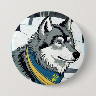 Ukrainisches Wolf-Symbol, stark, stolz Ukraine Art Button