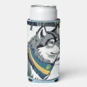 Ukrainisches Wolf-Symbol, stark, stolz Ukraine Art Selters Dosenkühler (Seltzer Vorderseite)