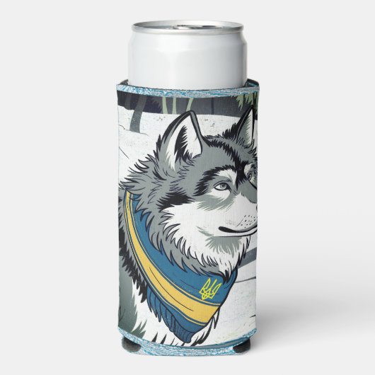 Ukrainisches Wolf-Symbol, stark, stolz Ukraine Art Selters Dosenkühler (Seltzer Vorderseite)