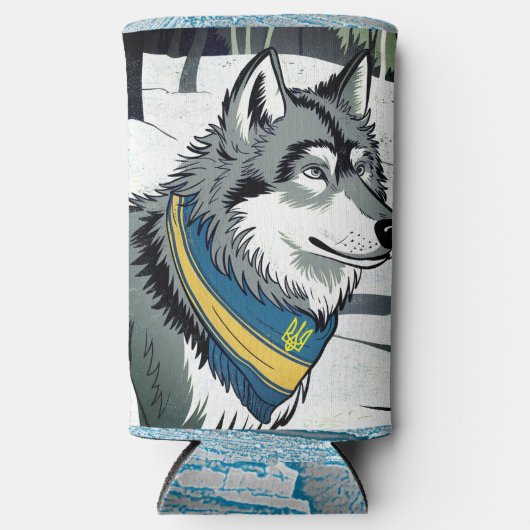 Ukrainisches Wolf-Symbol, stark, stolz Ukraine Art Selters Dosenkühler (Vorderseite)