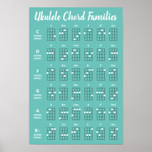 Ukulele Akkord Familien Referenzplakat   AQUAMARIN Poster